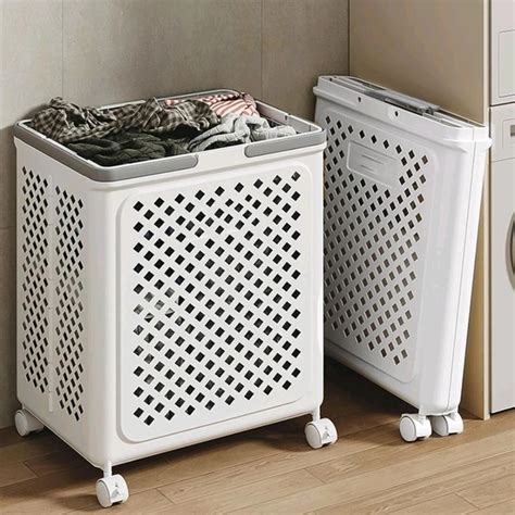 Large Foldable Laundry Basket with Wheels and Ventilation Holes ...