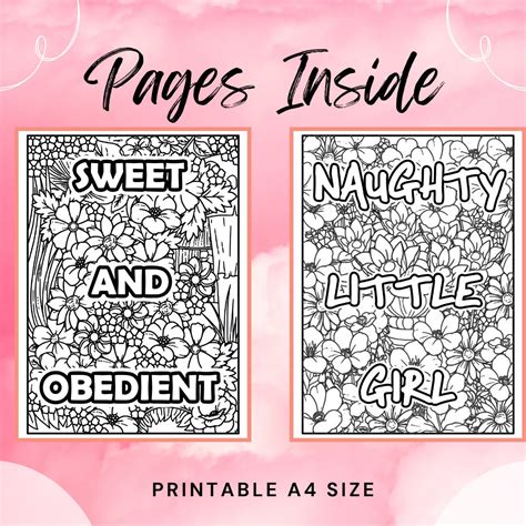 10 Colouring Page Bundle - Adult Daddy Dom Little Girl (DDLG) Colouring ...