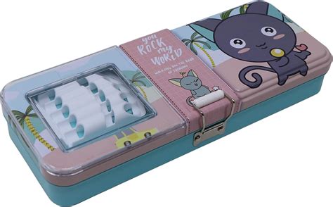 QIPS by HMI Metal Pencil Box with Pencil Holder and Multi Level Storage ...