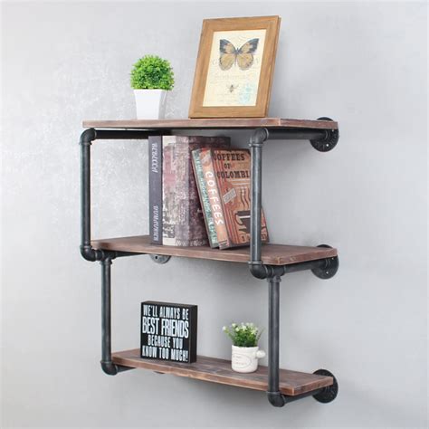 Buy Industrial Pipe Floating Shelves,3 Tier Bookshelf Wall ed,24 ...