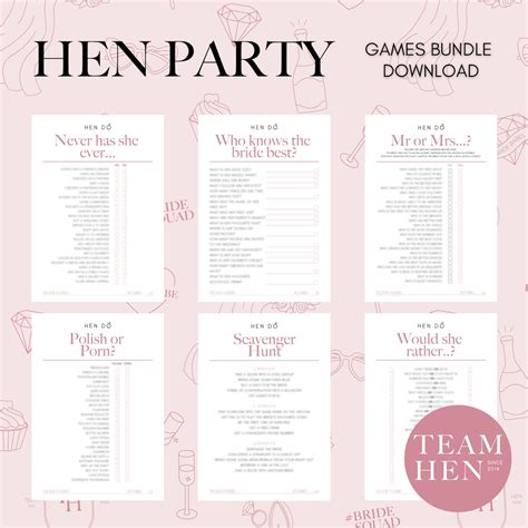 Hen Party Games Download Bundle, 6 Pack Hen Party Games Instant ...