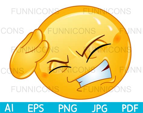 Emoji with Headache, Vector clipart cartoon stock image.