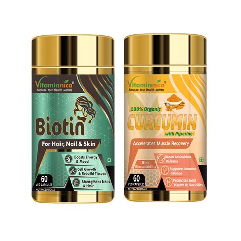 Biotin + Curcumin Combo: Joint Health and Antioxidant Support - 120 Ca ...