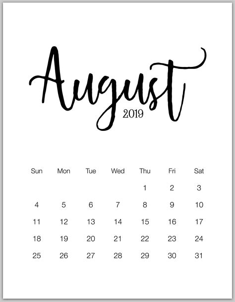 August 2019 Calendar Wallpapers - Wallpaper Cave