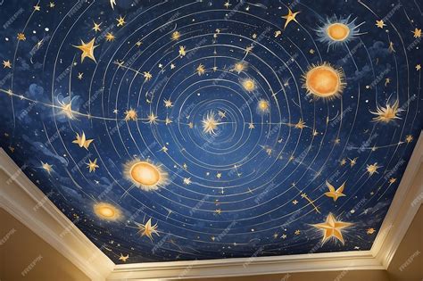 Premium Photo | Celestial Star Chart Ceiling Mural