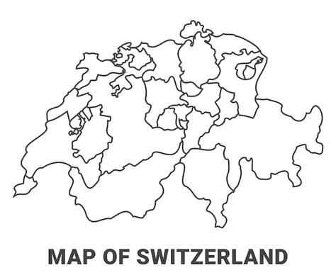 Umrisskarte der Schweiz mit Grenzen der Region, Vektorillustration ...