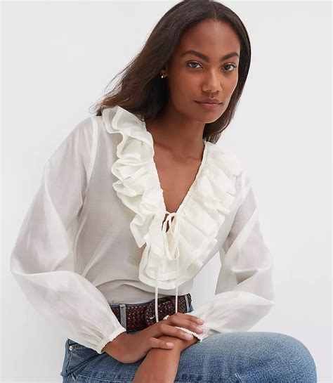 Ruffle Tie Neck Blouse