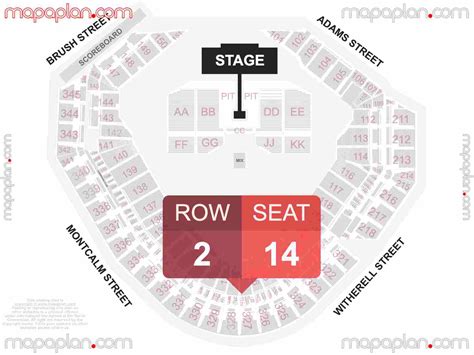 Detroit Comerica Park detailed interactive seating chart with seat ...