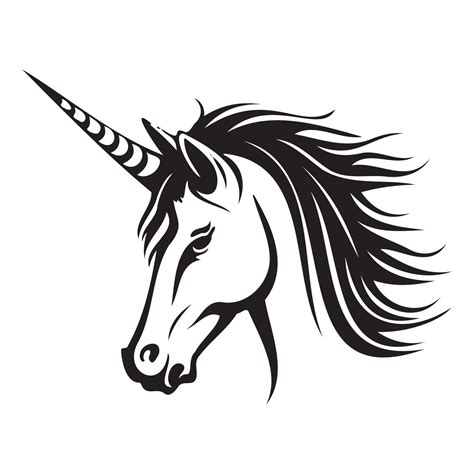 Unicorn Face, Silhouettes Unicorn Face SVG, black and white Unicorn vector 22666004 Vector Art ...