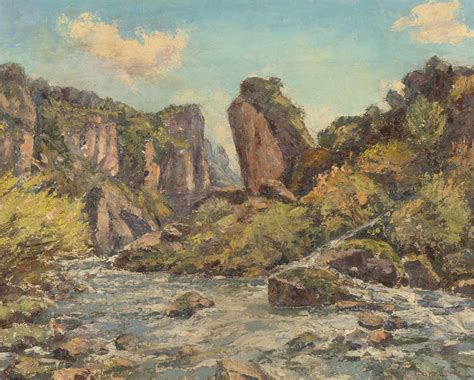 Impressionist Mid 20th Century Oil - Rocky River Scene: Art / Print ...