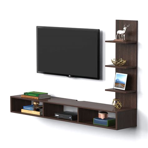 BLUEWUD Prico Engineering Wood Wall Mount TV Entertainment Unit Set Top ...