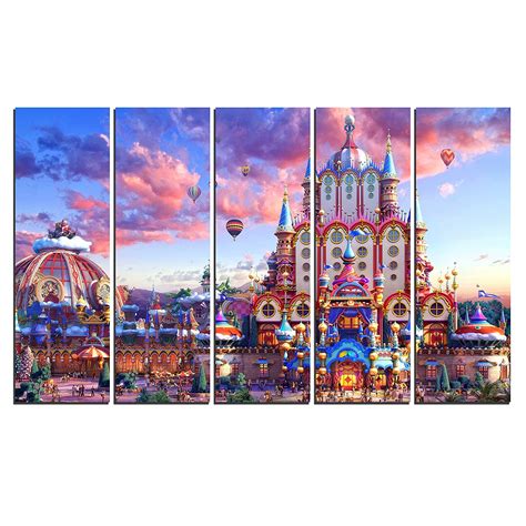 WENS Beautiful Fort 5 Panels Velvet Laminated Wall Art for Home Décor ...