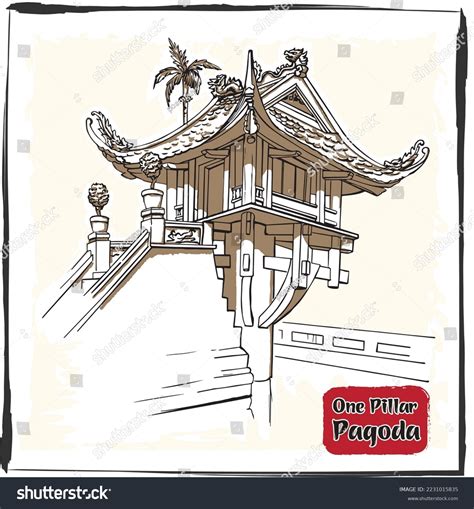 One Pillar Pagoda Hanoi Vietnam Pagoda Stock Vector (Royalty Free ...