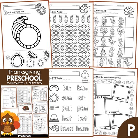Thanksgiving Preschool Worksheets and Activities No Prep - Worksheets ...
