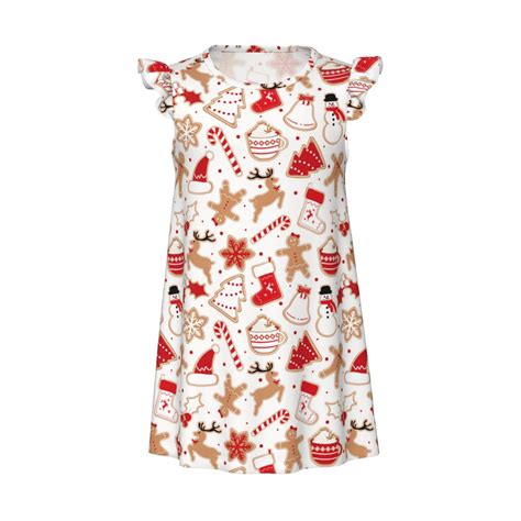 Zufioo Gingerbread Holiday Sweets Girls Nightgowns Toddler Girl Pajamas ...