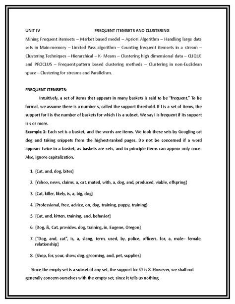 UNIT IV – Frequent Itemsets & Clustering Techniques in Data Analytics ...