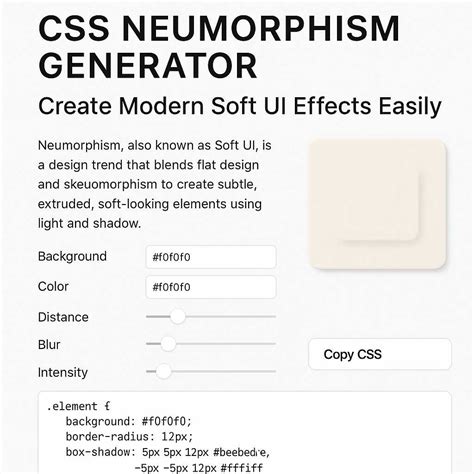 CSS Neumorphism Generator – Soft UI Shadow Tool
