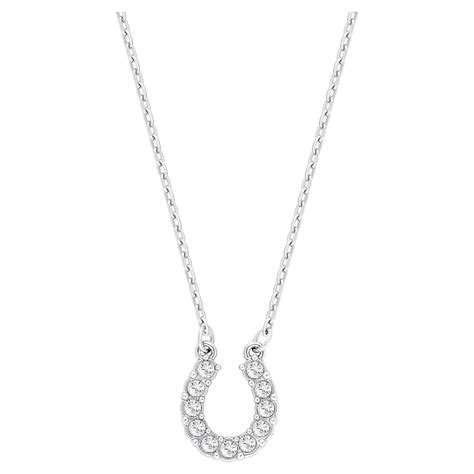Towards necklace, Horse shoe, White, Rhodium plated | Swarovski
