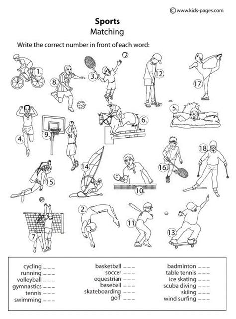 Matching Different Sports Worksheet 的图像结果
