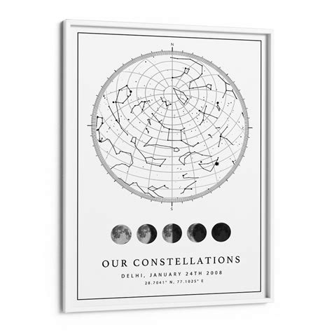 Custom Star Map Gift White Lunar – Personalized Night Sky Print – Nook ...