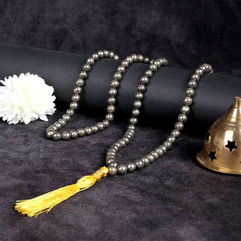 Buy Online | Pyrite Hakik Mala 108 Beads | Satvikstore.in – satvikstore.in
