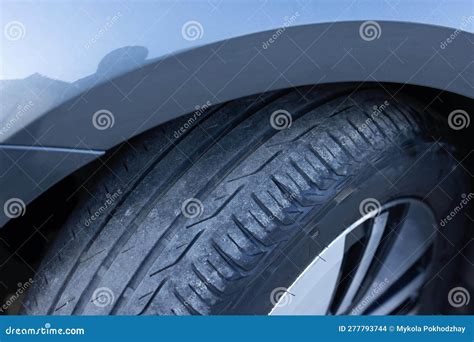 Fuel Efficient Electric Car Tires. Luxury Car Wheel Close Up Stock ...