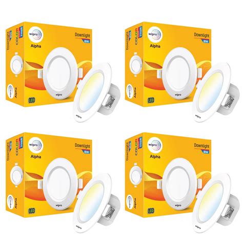 Wipro Garnet 8W Round Downlight Junction Box|Colour Changing Panel|Warm ...