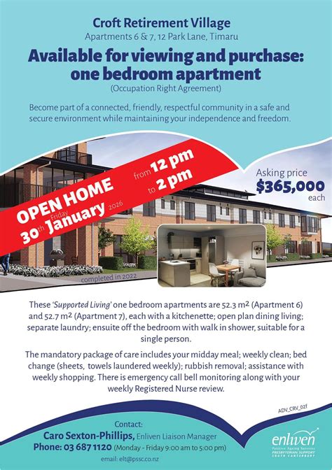 The Croft Retirement Village Open Home, 12 Park Lane, Timaru, New ...