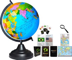 Glasso 10 Inch Black Base and Arc World Geography Globe for Schools ...