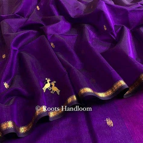 Dark Purple & Pink Maheshwari Saree with Flower Bootis all over – Roots ...