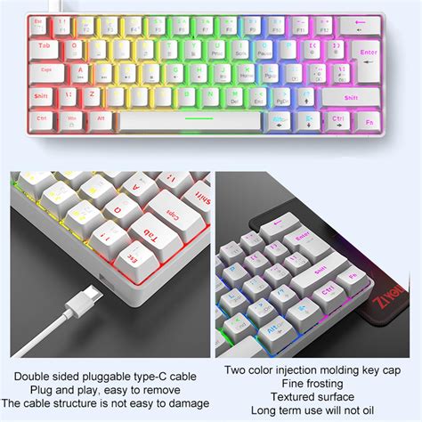 Wired 62Keys Mechanical Gaming Keyboard Backlit for Gaming Typing blac ...
