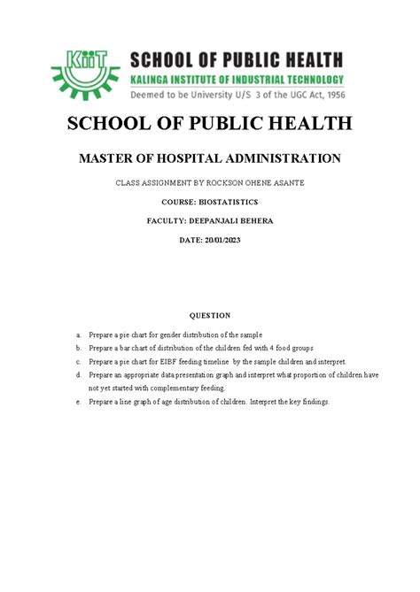 Excel Assignment - Biostatistics - Rockson Ohene Asante - SCHOOL OF ...