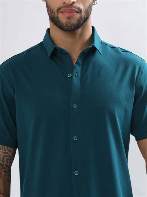 NOIR TEAL BLUE SHIRT WRINKLE FREE | Buy Online at Wearduds India
