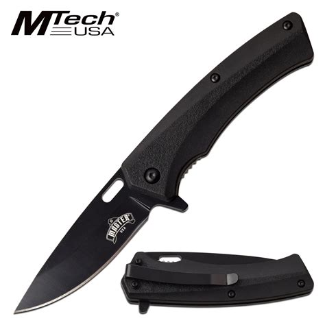 Assisted Opening Knife Black Stainless Steel Plain Blade-MU-