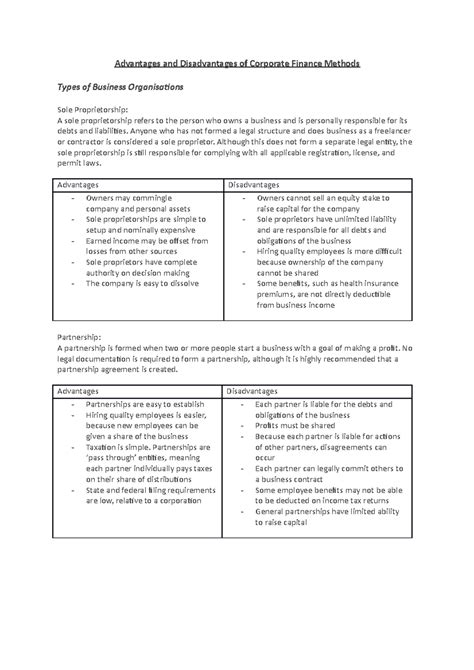 Advantages and Disadvantages of Corporate Finance Methods - Anyone who ...