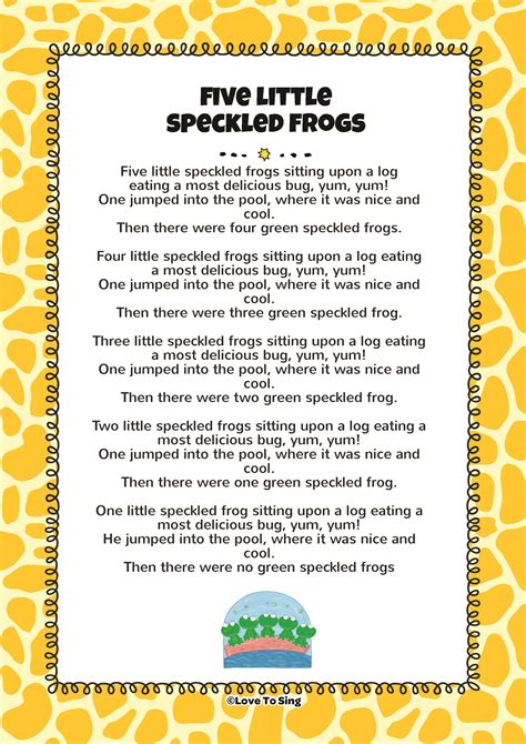 Five Little Speckled Frogs | FREE Video Song, Lyrics & Activities