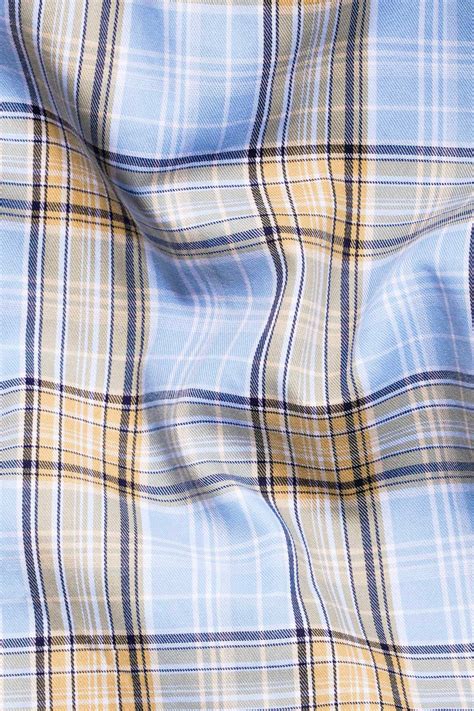 Perano Blue with Apache Brown Casual Checks-Plaid Premium Cotton Shirt ...