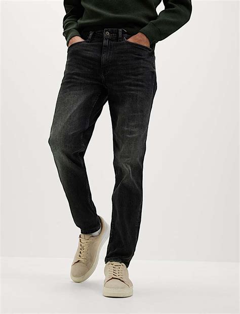 Buy Tapered Fit Vintage Crosshatch Jeans at Marks & Spencer