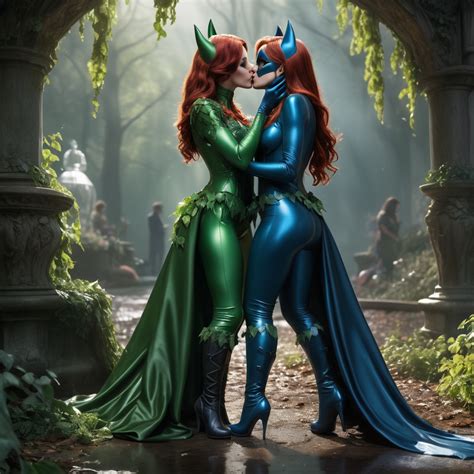 Poison Ivy kissing Batgirl by setois3 on DeviantArt