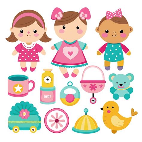 Vector collection cute baby girl elements | Premium AI-generated vector