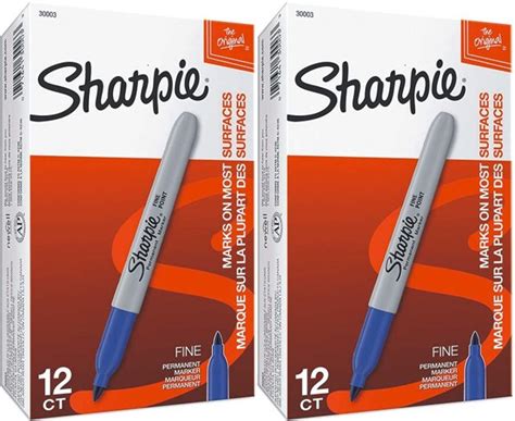 Sharpie 30003 Permanent Markers, 2 Packs of 12 Markers Each for a Total ...
