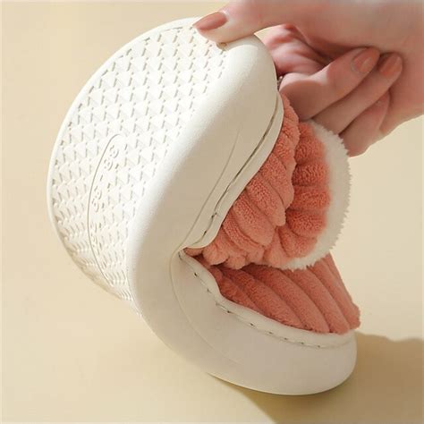 Women's Pink Plush Indoor Slippers with Fleece Lining – Cozy Non-Slip ...