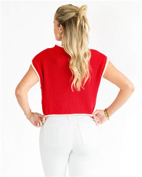 Stitch Detail Boxy Sleeveless Sweater - Red in 2024 | Sleeveless ...