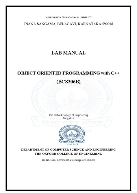 C++ Lab Manual (BCS306B): Complete Code for Lab Programs - Studocu