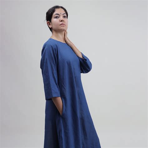 Solid Hand Dyed Cotton Indian Kaftan Dress For Women – DMAASA