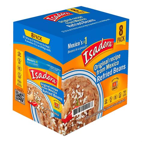 Isadora Refried Beans Pouch, Original Recipe, 15.2 Ounce Pack of 8 ...