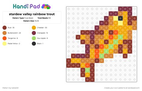 Stardew valley rainbow trout Fuse Bead Pattern - Kandi Pad | Kandi ...