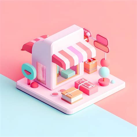 3D Isometric Cute E commerce Website Icon with Pixel Art Style and ...