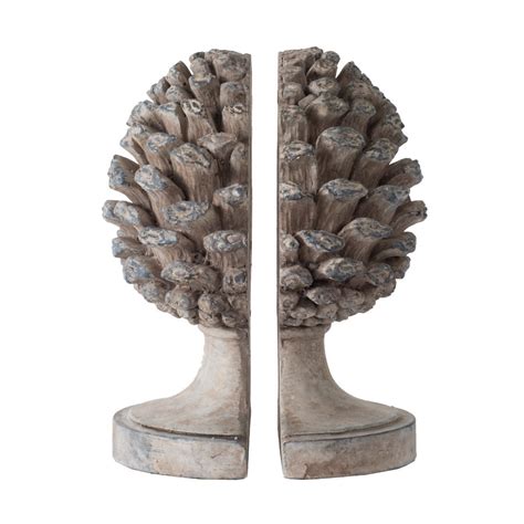 Artekko Pine Cone Βιβλιοστάτες Κουκουνάρα Ρητίνης Γκρι 23.5x18.5x15.5 ...