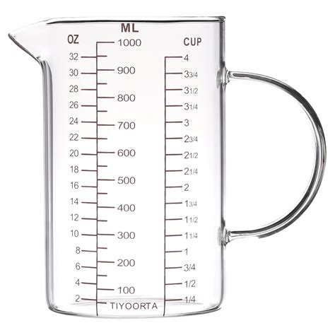 i Kito Large Glass Measuring Cup, 1000ML Liquid Measurement Beaker with Handle for Kitchen ...